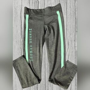 Under Armour Kids Charcoal Leggings with Mint Stripes
